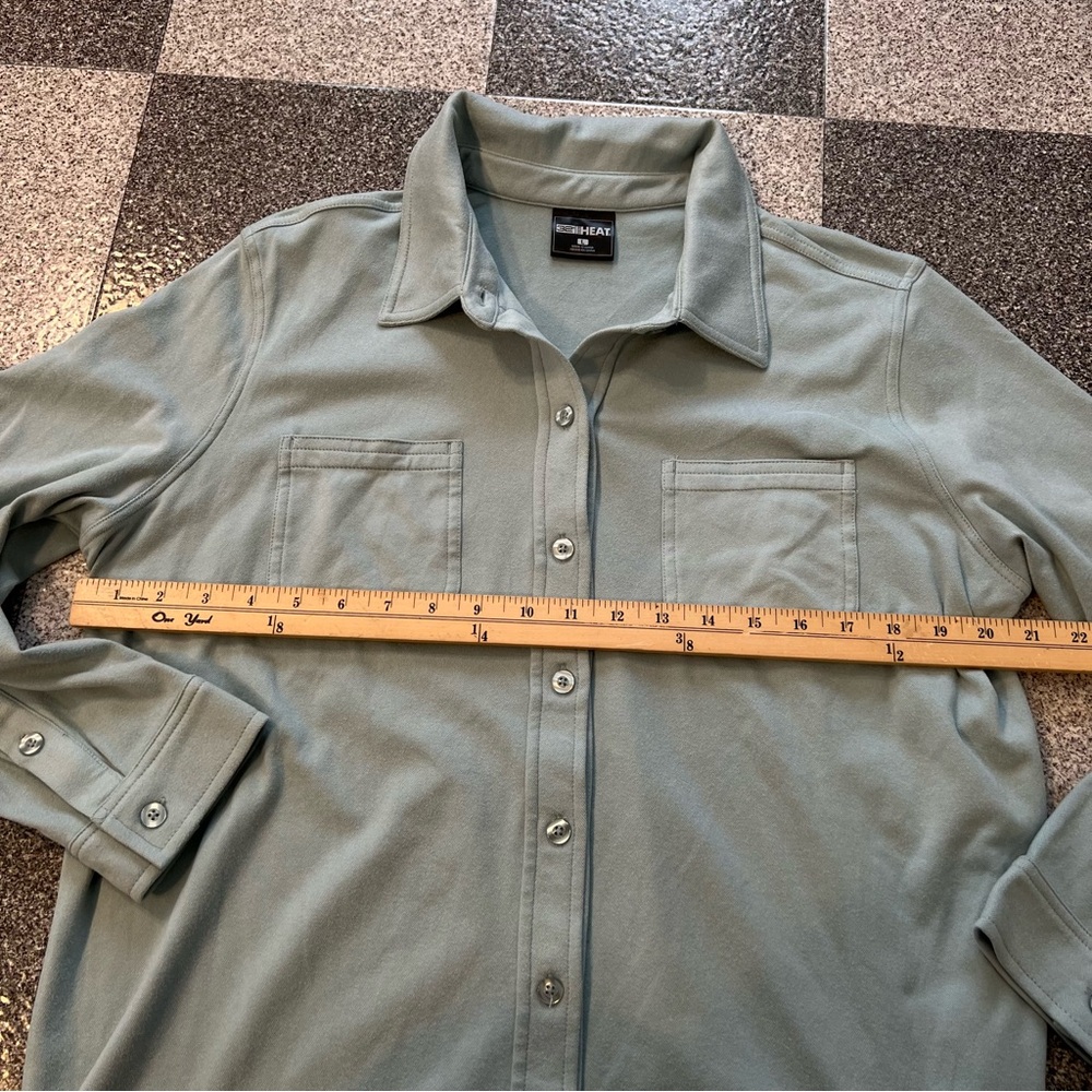 32 Degrees Women's Soft Fleece Long-Sleeve Button- Up Shirt, Light Green L - Picture 6 of 9